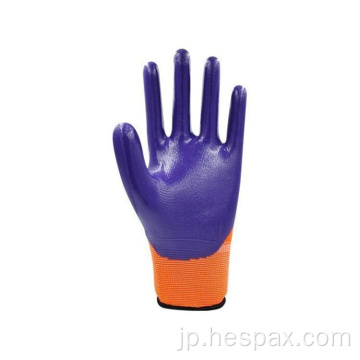 ヘスパックスナイロン耐久性3/4ニトリル労働作業手袋